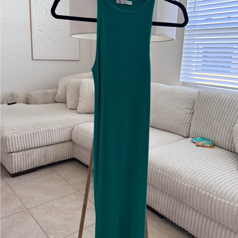 Zara Sleeveless Green Maxi Dress